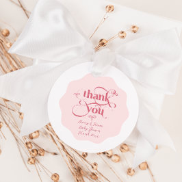 Bow Modern minimalist Vågigt Rosa Baby Shower Gåvor Etiketter