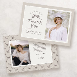 Bow Modern Photo Graduation Thank You Card Tack Kort