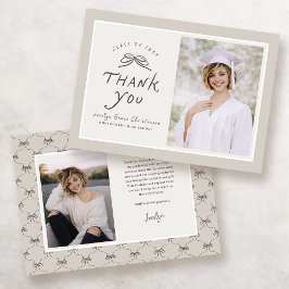Bow Modern Photo Graduation Thank You Card Tack Kort