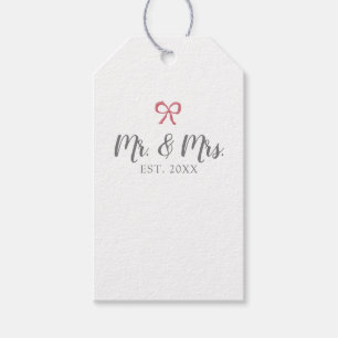 Bow Mr. och Mrs. Script Established Bröllop Presentetikett