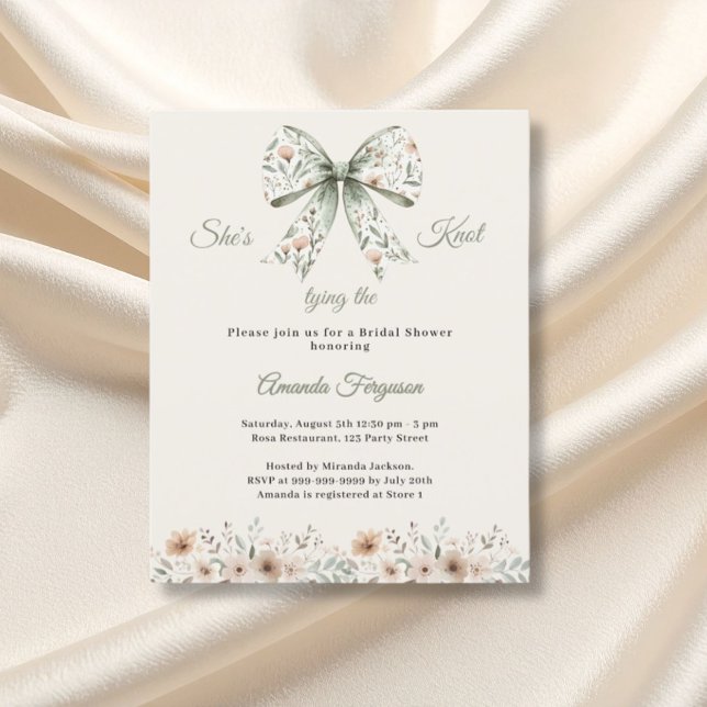 Bow neutral floral ivory Bridal Shower invitation (Skapare uppladdad)