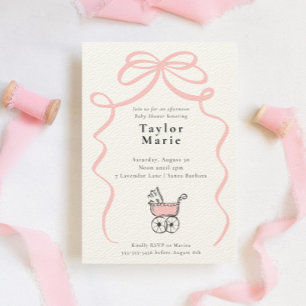 Bow- och Baby-transport   Baby Shower Inbjudningar