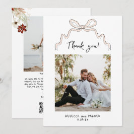 Bow och blommor Bröllop Tack för att du har skrivi Kort