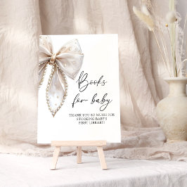 Bow och Pearl Baby Shower Bow Bokar för Baby Poster