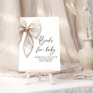 Bow och Pearl Baby Shower Bow Bokar för Baby Poster