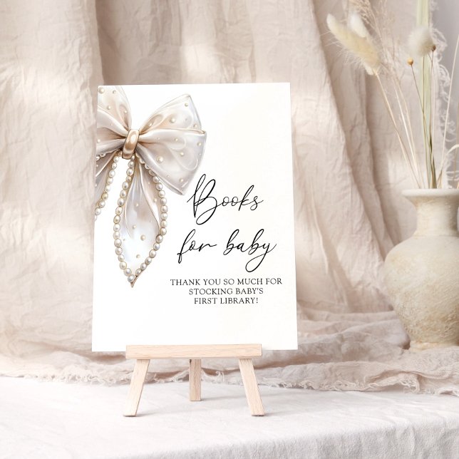 Bow och Pearl Baby Shower Bow Bokar för Baby Poster (Skapare uppladdad)