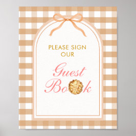 Bow our Little Cutie Paj Guest Bok Gingham Fall Poster