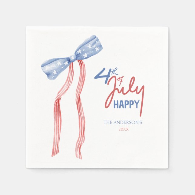 Bow Party Patriotic, modern 4 juli Pappersservett (Framsidan)