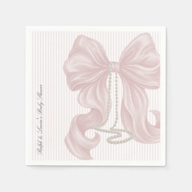 Bow Pearl Flick Baby Shower  Pappersservett (Framsidan)