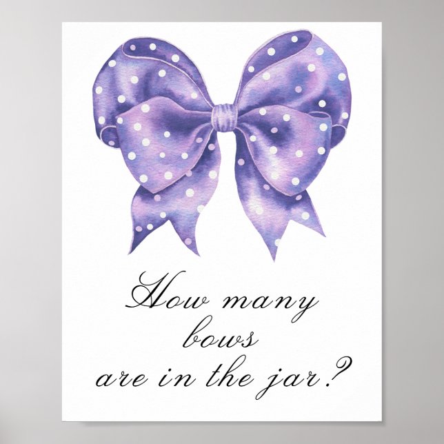 bow polka dot baby shower - gissa hur många slingo poster (Framsidan)
