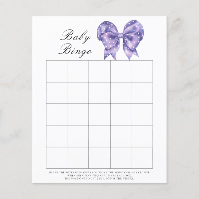 Bow prickiga Baby shower bingo spel (Framsida)
