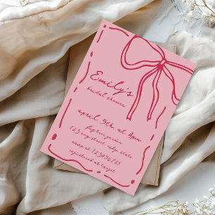 Bow Quirky Hand plockade Red Rosa Möhippa Inbjudningar