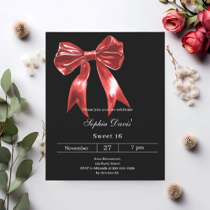 Bow Red Black Sweet 16 inbjudan