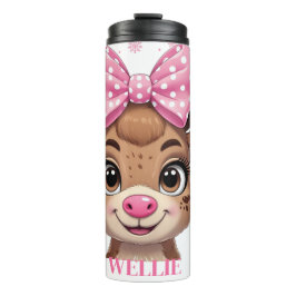 Bow Reindeer Christmas Girls Personalized Tumbler