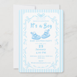 Bow Ribbon är en Boy Baby Shoe Inbjudningar