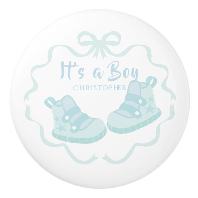 Bow Ribbon är en Boy Teal Knopp (Framsidan)