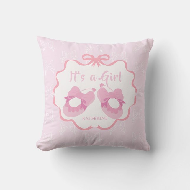 Bow Ribbon är en Rosa för flickor Kudde (Framsida)