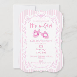 Bow Ribbon är en Rosa i Baby- Inbjudningar