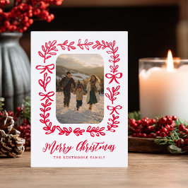 Bow Ribbon Christmas Frame Photo Holiday