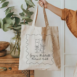 Bow Ribbon Modern Script Personlig Bridesmaid Tygkasse
