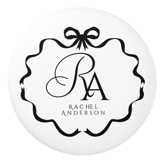 Bow Ribbon Monogram Knopp (Framsidan)