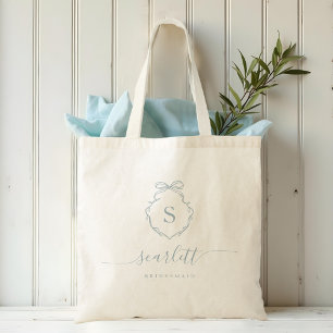 Bow & Ribbon Monogram Vapensköld Bröllop Brudens s Tygkasse
