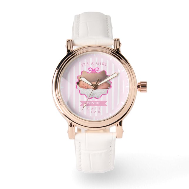 Bow Ribbon New Baby Girl Armbandsur (Framsida)