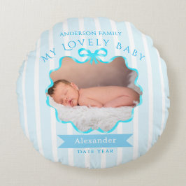 Bow Ribbon Nyfödd Baby Pojke Rund Kudde