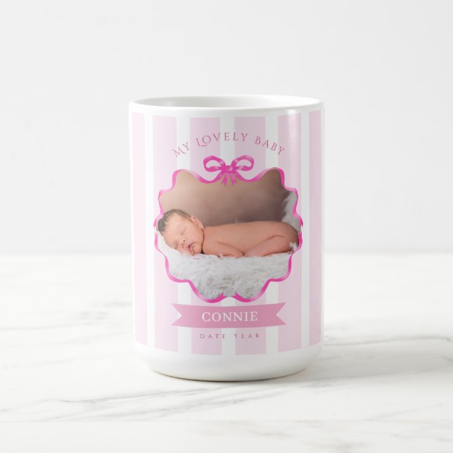 Bow Ribbon Nyfödd Babyflicka Kaffemugg (Center)