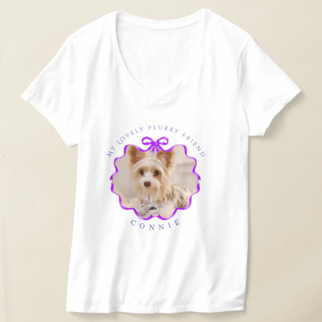 Bow Ribbon Pet Photo Lila T Shirt (Laydown)