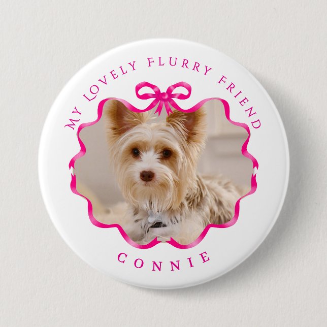 Bow Ribbon Pet Photo Red Knapp (Framsida)