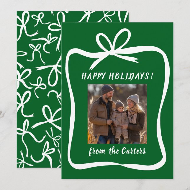 Bow Ribbon Ram ANPASSNINGSBAR-PHOTO Julkort (Fram/baksida)