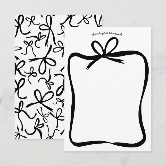 Bow Ribbon Ram Elegant Bröllopsfest ANPASSAD Tack Kort (Fram/baksida)