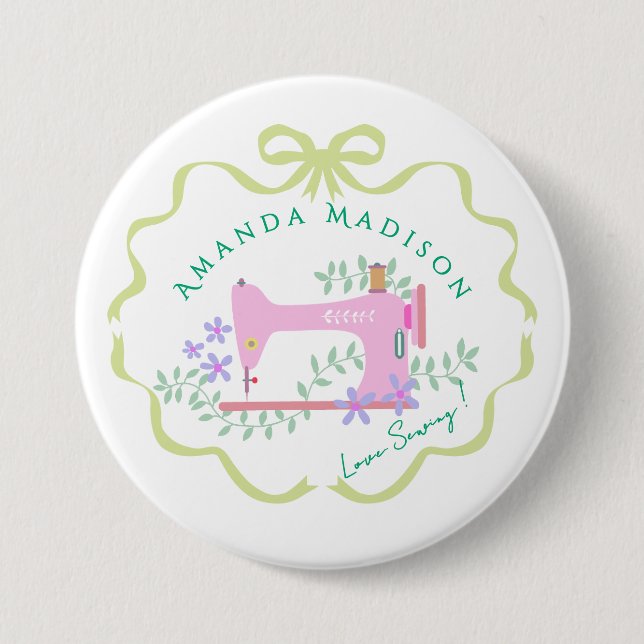 Bow Ribbon Sewing Grönt White Knapp (Framsida)