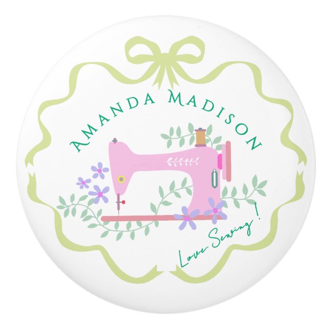 Bow Ribbon Sewing Grönt White Knopp (Framsidan)