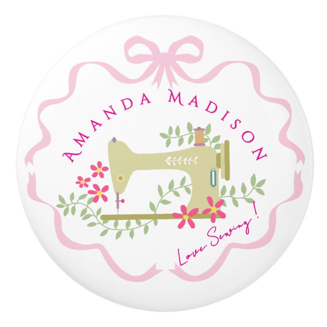 Bow Ribbon Sewing Rosa White Knopp (Framsidan)