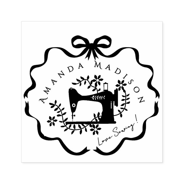 Bow Ribbon Sewing Rubber Frimärke Stämpel (Tryck)