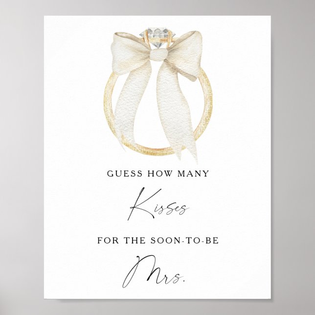 Bow & ring bridal shower How many kisses Poster (Framsidan)