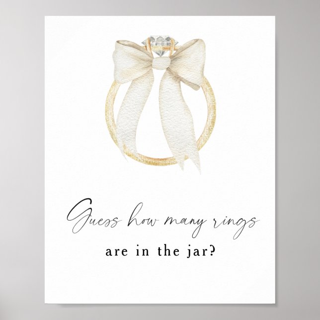 Bow & Ring Bröllopsdusch - Hur Många Ringar Poster (Framsidan)