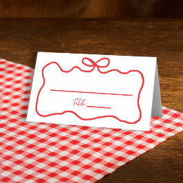 Bow Röd Handritad Vågig Bröllopsdusch Placeringskort