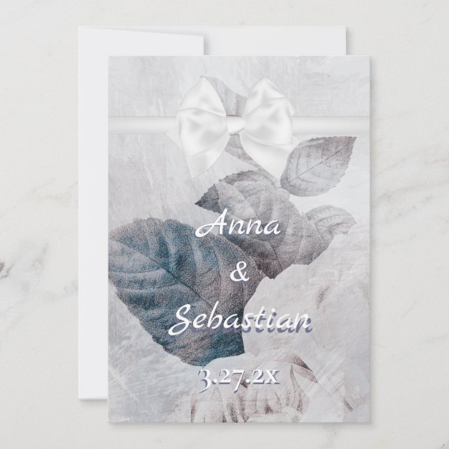 *~ Bow Romantik AR26 Flower QR OSA Bröllop Inbjudningar (Framsida)