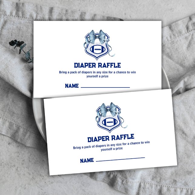 Bow Rookie Football Diaper Raffle Baby Shower Tilläggskort (Bow Rookie Football Diaper Raffle Baby Shower Enclosure Card)
