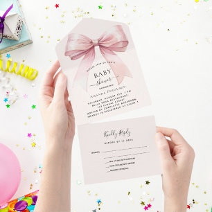 Bow rosa beige kräm-flicka BABY Shower osa