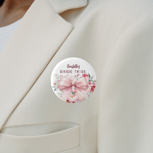 Bow rosa blommor blommar BriDE Tribe Knapp