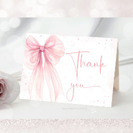 Bow Rosa Coquette Baby Shower Tack Kort
