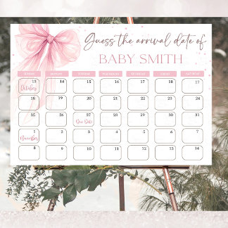 Bow Rosa Coquette Gissa Förlossningsdatum Kalender Poster