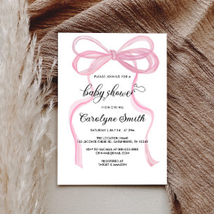 Bow Rosa Girl Baby Shower-inbjudan Inbjudningar