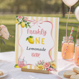 Bow Rosa Gul Lemon Färsk Första Födelsedag Poster