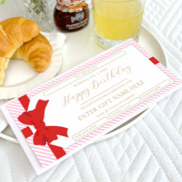 Bow Rosa Rand Grattis på födelsedagen Gift-kupongk Inbjudningar