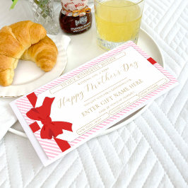 Bow Rosa Rand Mors dag Gift-kupongkort Inbjudningar